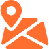 Orange map icon with location pin.